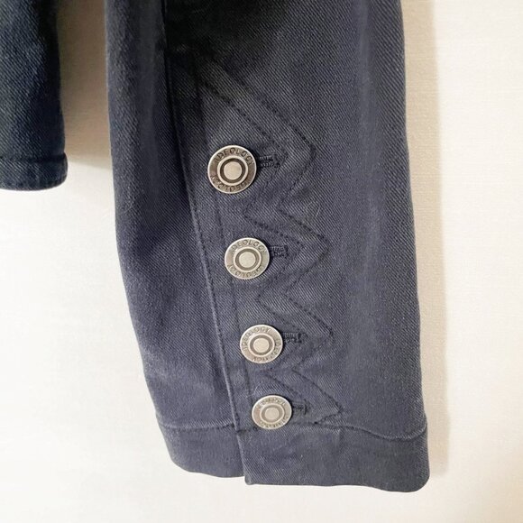 Ideology Black Denim Jacket Women's Size Medium Petite Cropped SilverButton - Picture 4 of 6